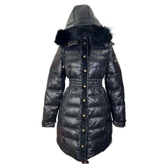 BEA YUK MUI DOWN PUFFER BLACK GOLD NWT  NYLON COAT WITH REMOVEABLE HOOD SZ 42 - Picture 2 of 15